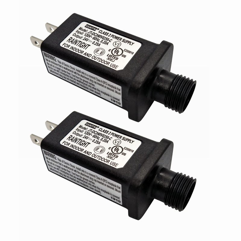 Dirduaid 24V LED Transformer Controller, Class 2 Power Supply, IP44 Waterproof, Low Voltage Transformer, US Plug for 6W Christmas String Light (2 Packs) - Image 1